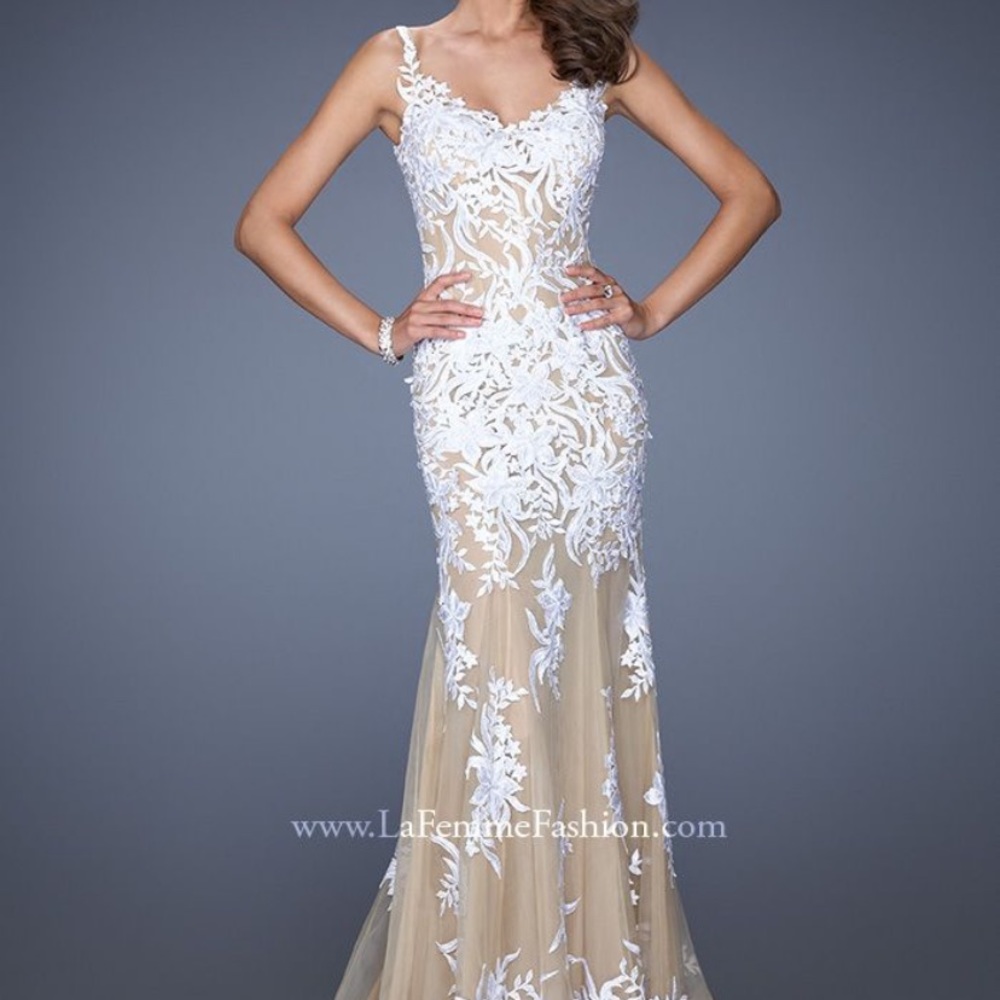 La Femme White Prom Dress